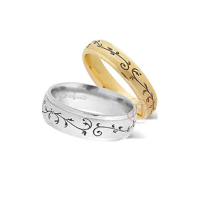 Wedding Ring With Lazer Leaf Detail - Available In 9ct Or 18ct Gold • £432