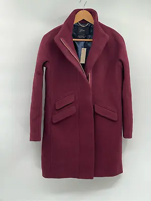 J. Crew Coat Stadium Nello Gori Women 0 Heather Fire Red Maroon Cocoon New • $255.75