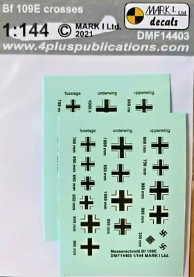 1/144 Decals:  WW2 Messerschmitt Bf-109 Crosses  Part1  #DMF14403 :  MARK 1 • $4.95