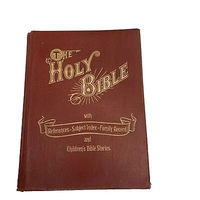 VTG Large THE HOLY BIBLE KING JAMES Oversized Red Leather Cover 1973 • $22.99