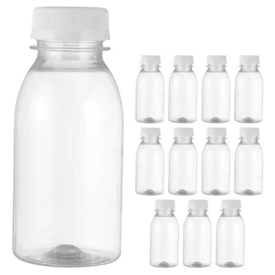 24pcs Clear Small Bottles Juice Smoothie Bottles Round Clear Plastic With Caps • £5.99