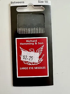 Richard Hemming & Son Large Eye Needles Size 10 Betweens Quilt Tailor Hem • $9.88