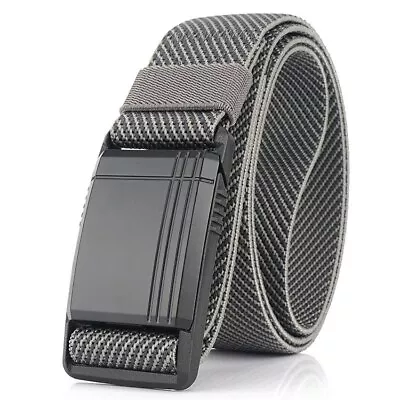 Elastic Belt For Men Slide Metal Magnetic Buckle Adjustable Male Trousers Belts • $16.19