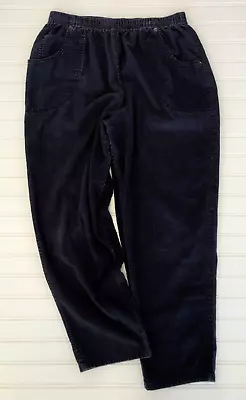 Vtg Cabin Creek Relaxed Fit Corduroy Pants Sz 16P Blue Pull On High Waist • $21.21