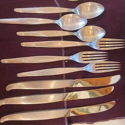 $550 • Buy Contour By Towle Sterling Silver - 3 Place Settings 11pcs +Butter Knife+ Sm Fork