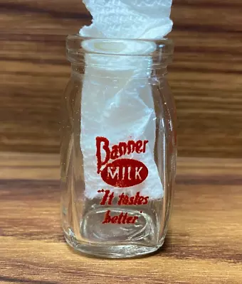 Vtg Banner Mini Milk Dairy Mini Creamer Pyro Acl Cream Bottle Abilene Texas • $18.99