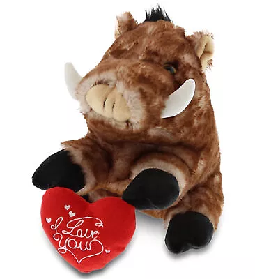 DolliBu I LOVE YOU Wild Boar Plush - Cute Stuffed Animal With Heart - 8 Inches • $19.97