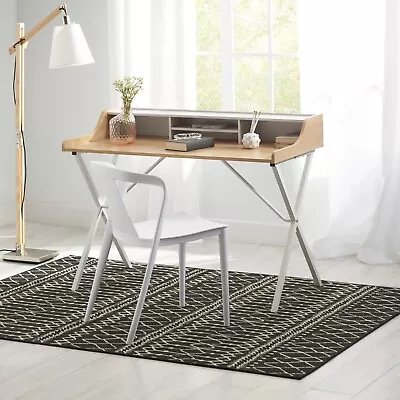 Alexandria Modern White And Oak Computer Desk With Storage Space • $69.79