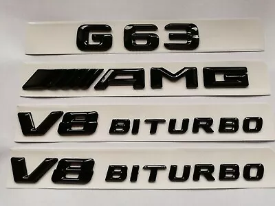 Gloss Black Badges For Mercedes G-class G63+amg+v8 Biturbo Emblems • $19.97