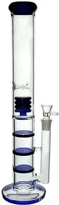 $44.99 • Buy 16 Inch Water Hookah Glass Bong Three Honeycomb Perc Smoking Pipe W/Ice Catcher
