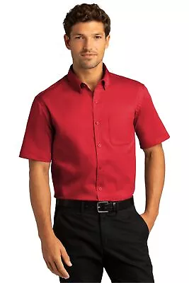 Port Authority W809 Mens Short Sleeve SuperPro React Twill Dress Shirt • $22.43