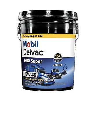 Mobil Delvac 1300 Super Heavy Duty Synthetic Blend Oil 15W-40 5 Gallons. • $154