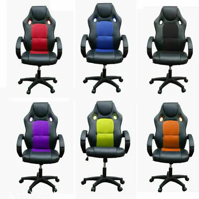 Sports Racing Gaming Chair Rocking Office Computer Swivel High Back PU Chair • £47.99