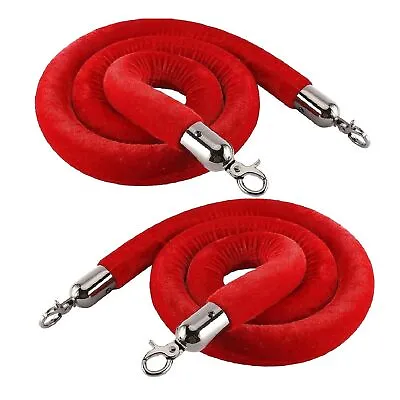 RealPlus 4pcs Red Velvet Stanchion Ropes With Silver Hooks6.6 Feet Stanchion Qu • $38.74