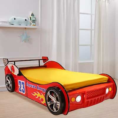 Supreme Energy Racing Car Bed  For Kids With LightsToddler Floor Bed In Red • $296