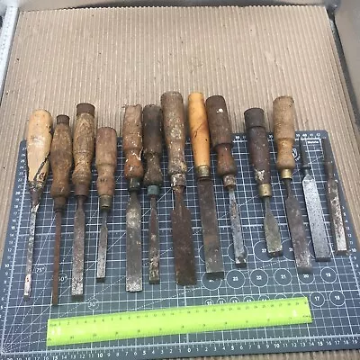 13 Off Wood Chisels Job Lot Project Restoration • $1.49