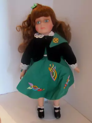 IRISH Porcelain Doll Alberon Shamrock Collection Jeannie Red Hair Green Eyes 16  • $25.27