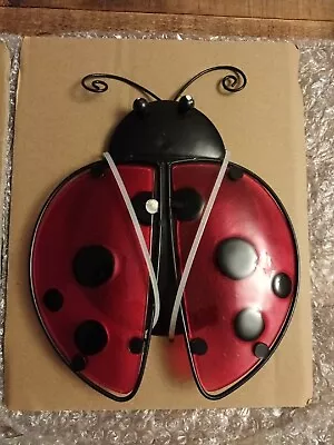 New Decorative Glass/Metal Ladybird Garden Wall Hanging. Red/Black. Christmas  • £11