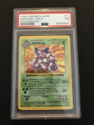 $86 • Buy 1999 Pokemon Base Set #11 Nidoking Shadowless Holo PSA 7