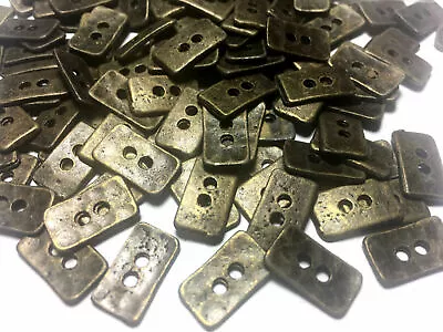RECTANGLE Shape Old Metal Buttons Antique Brass Finish 14mm 18mm 2hole • $3.99