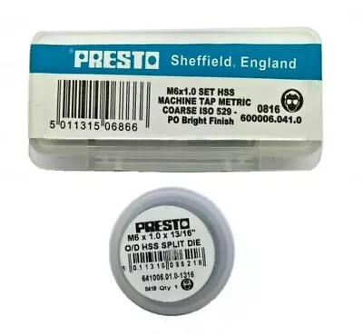 £22.98 • Buy Presto M6 Tap And Die Set M6 X 1.0 HSS Set From RDGTools
