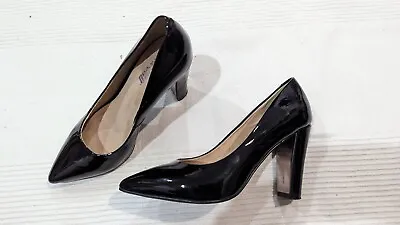 Oxford - 'Lianna' - Black Patent Block Heels - Size 6 • $60