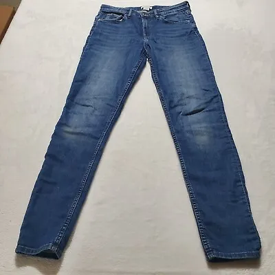 H&M Womens Blue Jeans Straight Leg Size 6  Mid Rise 28x28 Stretch Denim  • $14.98