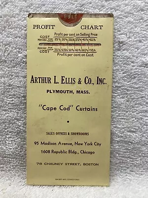 1930's 1940's Arthur Ellis Plymouth Massachusetts Profit Chart Cape Cod Curtains • $10.29