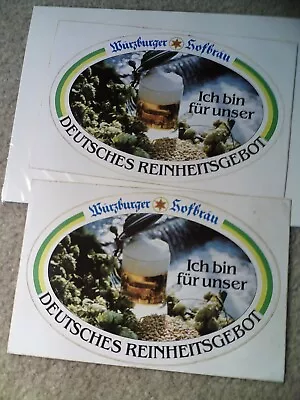 Lot Of 2 Vintage Wurtzburger Hofbrau German Beer Stickers • $23