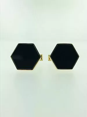 14K Yellow Gold Cuff Links With Black Onyx • $775