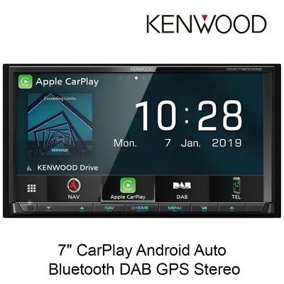 Kenwood DNX7190DABS 7   Screen CarPlay Android Auto Bluetooth DAB GPS Stereo • £979.99