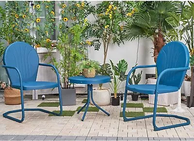 Outdoor Patio Bistro Set 3 Pieces Retro Porch Furniture Set 2 C-Spring Metal • $172.49