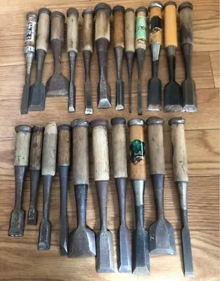 Chisel Nomi Set Of 22 Japanese Vintage Woodworking Carpenter Tool • £159.09