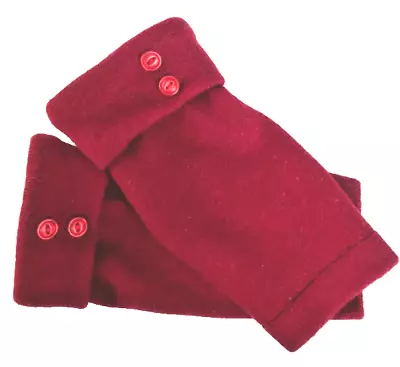 Fingerless Gloves Red Dark 100% Merino Wool S Small Mittens Half Finger Cuffs • $30.49