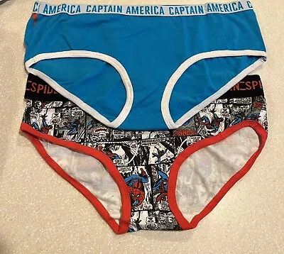 Official MJC Women's Marvel Comics Spiderman Captain America 2pk Underwear S/5 • $17.99