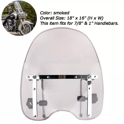 Motorcycle Windshield Windscreen With Mount Kit For Harley Dyna Sportster Smoked • $75.99