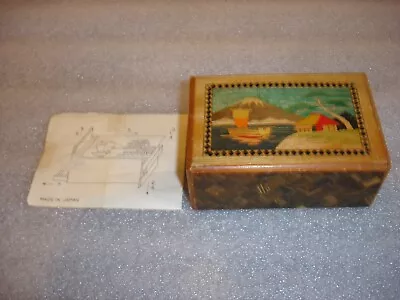 Vintage Wooden Puzzle Box Japan Japanese Mt. Fuji Scene 1950’s-60’s • $39.99