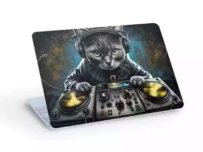 DJ Cat LAPTOP Skin Decal Sticker Cute Cat DJ Laptop Skin Decal - Custom Size • £7.97