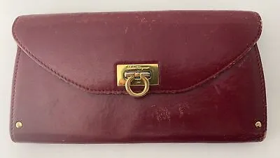 Salvatore Ferragamo Women's Long Wallet Leather With Logo Red 7.5x4.1 In. Italy • $81.05