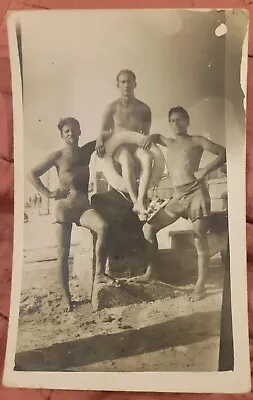 Vtg RPPC-Gay Interest-3 Shirtless Men - Tel Aviv 1925 • $2.75