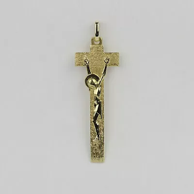 Large 14k Yellow Gold Mens/Unisex Crucifix Jesus On Cross Pendant • $299