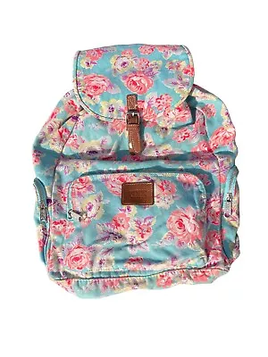 VICTORIA SECRET PINK TRAVEL Blue Floral ROSE CARRYON WEEKENDER BOOK BAG BACKPACK • $30