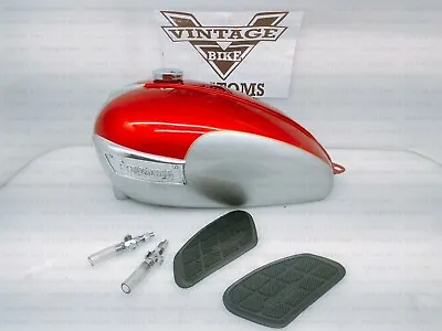 $244.90 • Buy Fuel Petrol Gas Tank Complete Cherry & Silver Paint Fit For Triumph T120