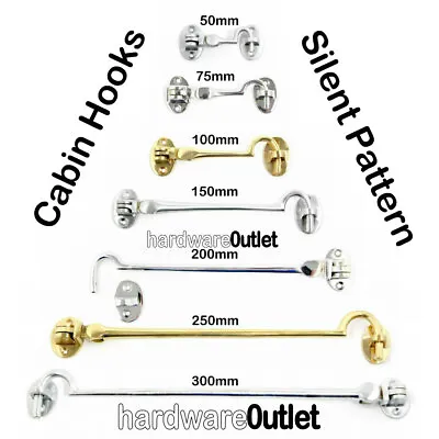 Heavy Weight CABIN HOOK & Eye Door Gate Catch Latch Brass Or Chrome CLEARANCE ZQ • £3.46