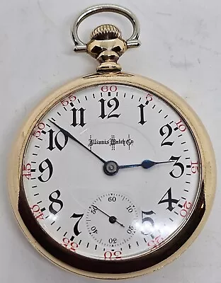 Antique Working 1917 ILLINOIS 17J Gents RR Style Gold Filled GF Pocket Watch 18s • $249.99