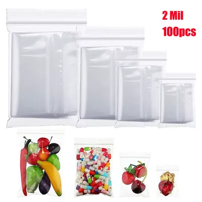 100pcs 2-Mil Clear Zip Seal Plastic Lock Bags Reclosable Top Poly Zipper Baggies • $4.82