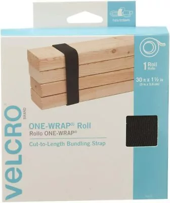 VELCRO Brand ONE-WRAP Roll Black | 30 Ft X 1-1/2 In  # 91372 • $15.95