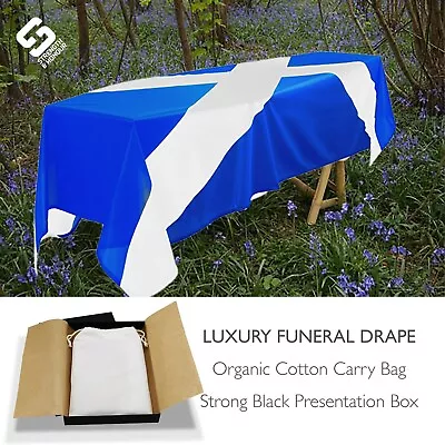 Scotland Scottish Coffin Drape 8x5ft Funeral Organic Cotton Bag & Luxury Box • £29.95