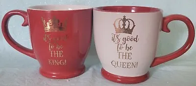 Pair Burgundy/White  It's Good To Be The King/Queen  Coffee Tea Cup Mug *USED* • $14.98