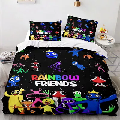 Rainbow Friends Cartoon Bedding Set Quilt Duvet Cover Pillowcase Single Double • £18.99